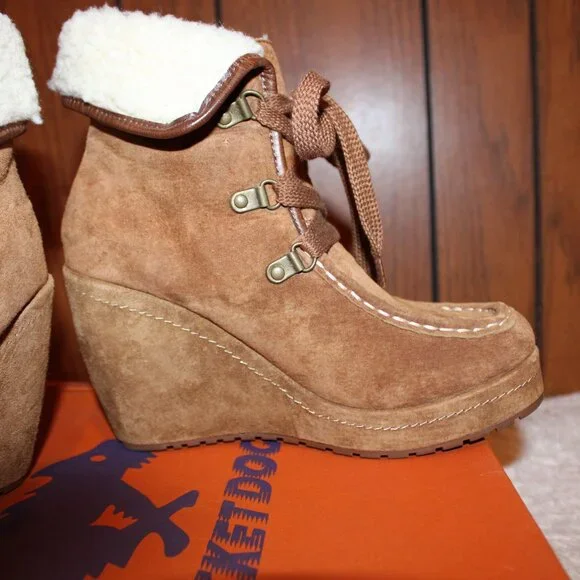 ROCKET DOG Brown suede-fur lining lace up boots Sz 6 1/2. pre-owned never worn - Picture 5 of 9